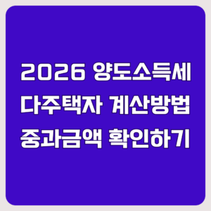 2026 양도소득세 다주택자 계산방법 중과금액 확인하기