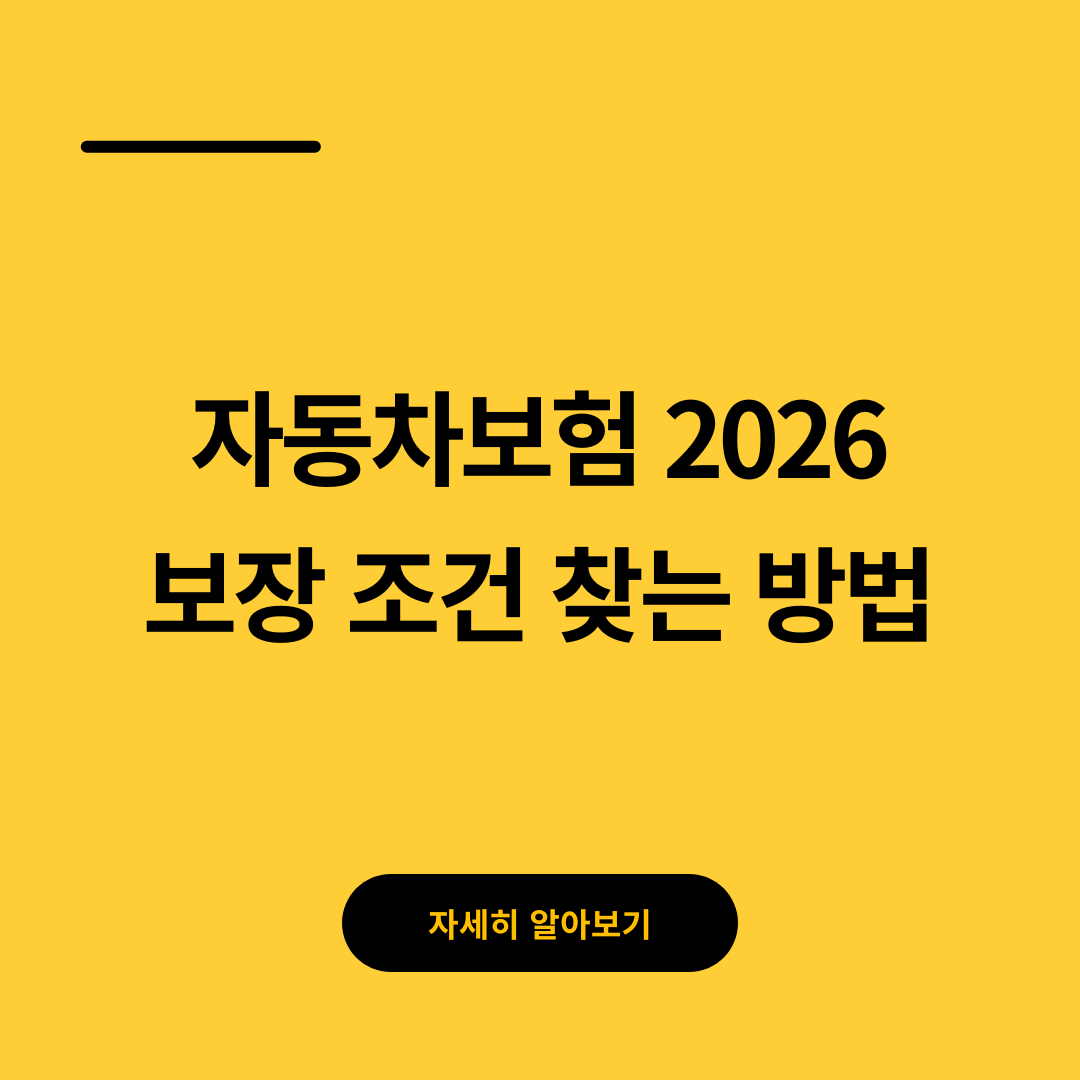 자동차보험 2026 보장 조건 찾는 방법