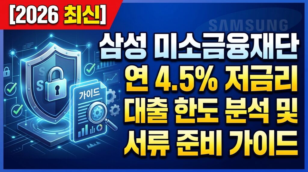 삼성미소금융재단 연 4.5% 저금리 대출한도 분석 및 서류 준비 가이드